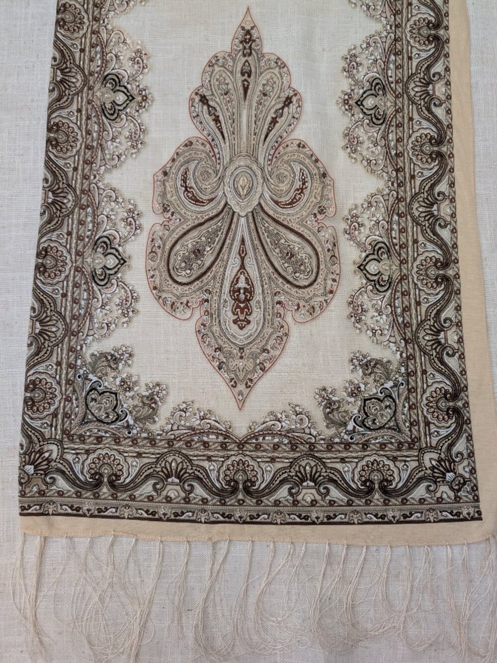 Partially Sheer Beige Brown Scarf with Sparkles - Picture 2 of 4